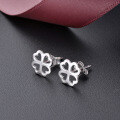 wholesale S925 Sterling Silver Korean Fashion Minimalist Student Earrings Ins Style Niche Design Small Fresh Four-Leaf Clover Stud Earrings for Women-0-2