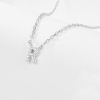 wholesale 925 Sterling Silver 26 Letter Necklace Light Luxury High-End Sense Pendant Necklace with Diamond-Encrusted Letters for Women Cross-Border E-Commerce Jewelry-R-Necklace-Platinum&gt;925 Silver (40+5cm)