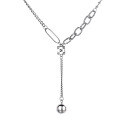 wholesale S925 Sterling Silver Korean-style Smooth Small Sphere Link Necklace, Minimalist and Versatile, Chic Pendant Chain for Women-0-4