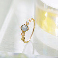wholesale S925 Silver Plated 14K Gold, Labradorite and Amazonite Ring, Vintage and Luxurious-0-0
