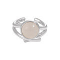 wholesale S925 Sterling Silver Women's Ring with Small Niche, Unique, Elegant, and High-End Irregular Hollow Line Design Featuring White Agate-0-6