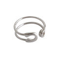 wholesale S925 Sterling Silver JT323 Korean-style Hollow-out Silver Ring for Women, Minimalist Pin Design in INS Cold Tone-0-4