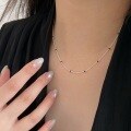 wholesale S925 Sterling Silver Korean Geometric Drip Glaze Necklace for Women, Minimalist Niche Luxury Ins Style Collarbone Chain-0-1