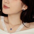 wholesale S925 Sterling Silver Light Luxury Hit, Exquisite High-End Colored Flower Round Zircon Design Jewelry Set with Necklace and Earrings-0-2
