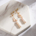 wholesale S925 Sterling Silver Powder Opal Natural Baroque Freshwater Pearl Tassel Earring Ear Studs for Women-0-3