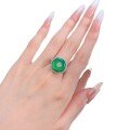 wholesale S925 Silver Ring, Mujing Jewelry High Carbon Diamond New Chinese Style Series Chalcedony Green Jade Peace Buckle Ring-0-4