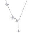 wholesale S925 Sterling Silver Four-Leaf Phantom Butterfly Tassel Full Diamond Necklace Versatile Minimalist Maya Design Collarbone Chain-0-4