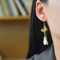wholesale 925 silver gold-plated retro Chinese style jade earrings with hollow butterfly tassel and orchid design-0-3