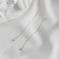 wholesale S925 Sterling Silver HED005 Korean-style Tassel Earrings Fashionable and Minimalist Geometric Round Ball Long Chain Ear Threads for Women-0-1