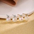wholesale S925 Sterling Silver Korean-style Mermaid Iridescent Pearl Earrings for Women, Minimalist Small Luxury Earrings-0-0