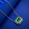 wholesale S925 Silver Euro-American New 8*10mm Simulated Emerald Necklace Women's Choker from MuJing Jewelry on AliExpress-0-3