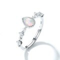 wholesale S925 Silver Japanese and Korean New Light Luxury Style Women's Ring with Synthetic Opal Inlaid, Designed Adjustable Opening Ring for Wholesale-0-5