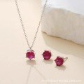 wholesale S925 Silver Maker Red Ruby Six-Prong Single Zircon Necklace Fashion Minimalist European and American Niche Design High-End Collarbone Chain-0-3