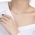 wholesale S925 sterling silver 151 niche design personality collarbone chain ins minimalist style high-end crushed silver pearl necklace for women-0-5