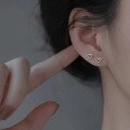 wholesale S925 Sterling Silver Hollow-Out Minimalist Small Love Earrings, Fashionable Tiny Design, Cold Style, Sleep-Friendly Non-Removable Studs-0-1