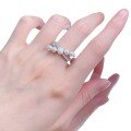 wholesale S925 Sterling Silver Full Diamond Pearl Crossover Ring for Women, Celebrity Same Style, by Mu Jing-0-4
