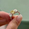 wholesale S925 Sterling Silver with Yellow Diamond and High Carbon Diamond, 7*9mm。-0-1