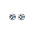 wholesale 925 Silver Live Stream Supply Chain, In-Stock Wholesale 05-1 Carat Snowflake Fashion Light Luxury Moissanite Earrings with Sparkling Diamonds-0-4