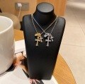 wholesale S925 Sterling Silver Love Inlaid Diamond Circle Double Cross Necklace Fashion Luxury Versatile Niche Minimalist Collarbone Chain-0-3
