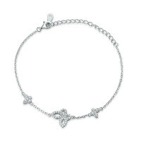 wholesale S925 Sterling Silver with Zircon Butterfly Bracelet, High-End Light Luxury Fashion Accessory, Niche Fairy Style Wholesale-Platinum 925 silver