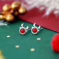 wholesale S925 Sterling Silver Yahee Korean-style Reindeer Antler Earrings for Women, Fashionable Christmas Forest-themed Minimalist Small Designer Stud Earrings-0-2
