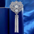 wholesale S925 Silver New Phoenix Nirvana Pearl Tassel Brooch for Women with 12mm Luxury Full Diamond Inlay-0-0