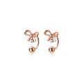 wholesale S925 silver pierced earrings for women, delicate and minimalist with hollow butterfly knot design, girly ear jewelry G6467-0-4