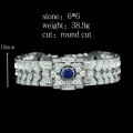 wholesale 925 Silver Gold-Plated Bracelet with High-Carbon Diamonds, Royal Blue Round Cut, Art Deco Antique Vintage Elegant Women's Bracelet-0-1