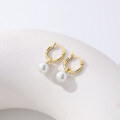 wholesale S925 Sterling Silver Round Circle Bead Earrings for Women, Retro Minimalist Style-0-1