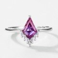 wholesale S925 sterling silver European and American new trendy personalized minimalist kite-cut lab-grown alexandrite ring for women cross-border hot purchase-0-3