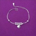 wholesale S925 Silver European and American Peach Blossom Love Mini Heart-shaped Silver Bracelet for Women Low-price Factory Supply-0-1