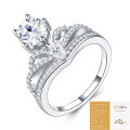 S925 Sterling Silver Moissanite Crown Ring for Versatile Commuting, Small and Luxurious-0-5