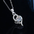 S925 Sterling Silver 50-Point Moissanite Love Heart Pendant Necklace-0-1
