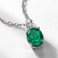 wholesale S925 Silver Vintage Oval Cultured Emerald Pendant Women's Full Gemstone Cross Pendant Necklace for Export Cross-border-0-2