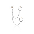 wholesale S925 silver two-way wear tassel ear clip for women, fashion synthetic pearl long earring G6263-0-4