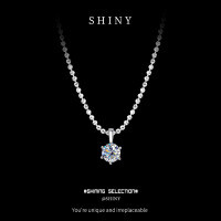 S925 Silver Four-Prong Moissanite Pendant Necklace, Minimalist Cross-Border Design-S925 sterling silver with 30-point moissanite