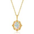 wholesale S925 silver plated with 9K gold Japanese lightweight luxury vintage synthetic opal Mirror of Flowers pendant with geometric patterns-0-4