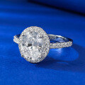wholesale Metal: 925 Silver New 7*9mm Oval Cushion High Carbon Diamond Ring, Fashion Minimalist Band-0-1
