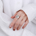 wholesale S925 Sterling Silver Korean Dongdaemun Minimalist Textured Smooth Wide Ring Band Trendy Adjustable Open Ring-0-2