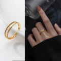 wholesale S925 silver ring for women, Korean-style, small and fresh, simple open double-layer twisted wire jewelry J9134-0-0
