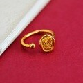 wholesale S925 Sterling Silver New Chinese Tibetan Style Goddess of Wealth Zhajilamu Adjustable Ring for Women, Minimalist Band, Vintage National Style-0-6