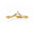 Metal Rhodium-Plated Sterling Silver Moissanite V-Shape Stackable Geometric Ring Set-0-7