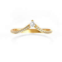 Metal Rhodium-Plated Sterling Silver Moissanite V-Shape Stackable Geometric Ring Set-One 18K gold V-neck diamond ring  US size 9
