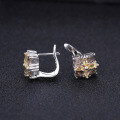 wholesale S925 Silver Designer Natural Gemstone Earrings,Citrine Ear Studs with Gemstone-0-3