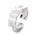 wholesale S925 Sterling Silver European and American Minimalist Tinfoil Textured Irregular Trendy Matching Open Adjustable Ring-0-4