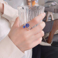 wholesale S925 Sterling Silver National Style Resin Enamel Blooming Lotus Bud Creative Design Elegant Adjustable Ring-0-3