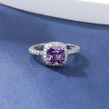 wholesale S925 Silver Ring for Women Korean Style Elegant Synthetic Amethyst Pinky Ring with Diamond-0-1