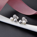 wholesale S925 Sterling Silver Shell Pearl Round Bead Stud Earrings Women Korean Style Fashion Sweet Temperament Student Earrings Jewelry Dropshipping-0-0