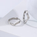wholesale S925 Sterling Silver Inseparable Couple Rings, Niche Design Matching Bands, Sterling Silver Pair Commemorative Couple Rings-0-2