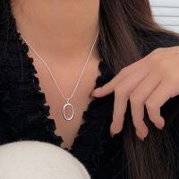 wholesale S925 Sterling Silver Oval Snake Bone Chain Necklace for Women, Korean Spring and Summer New Arrival, Small and Exquisite Design, Versatile and Minimalist Collarbone Chain-Pure silver (40+5CM)